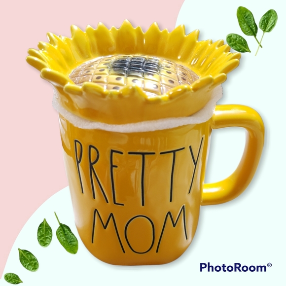 🆕️ Rae Dunn PRETTY MOM Sunflower🌻 Topper/Lid Canary Yellow 💛 Mug Cup - Picture 3 of 14